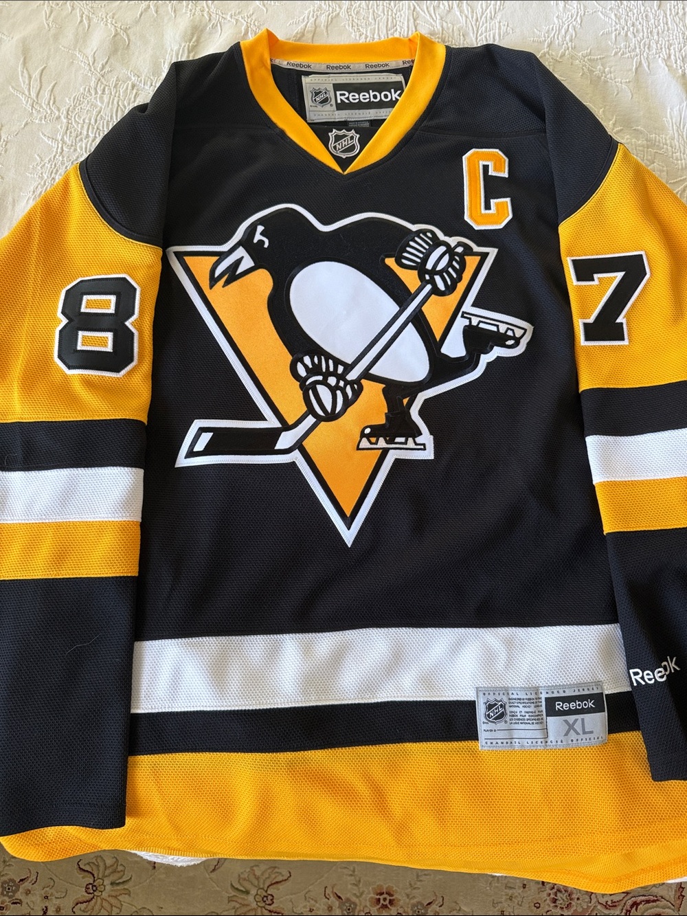 Reebok Black & Gold Pittsburgh Penguins Sidney Crosby #87 Jersey